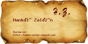 Hankó Zalán névjegykártya