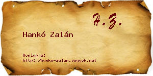 Hankó Zalán névjegykártya